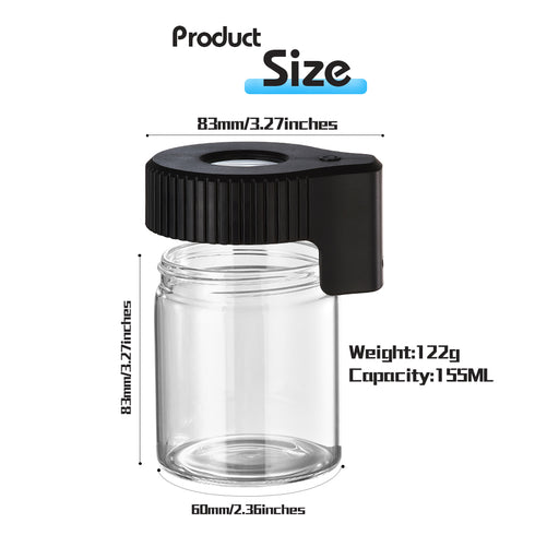 Gordon Light-Up Led Storage Jar, Air Tight & Magnifying View Jar, Black Jar Lid, Rechargeable Glass Jar Container 155 ml